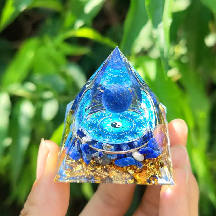 Pyramid Energy Healing Figurine with Crystals and Stones
