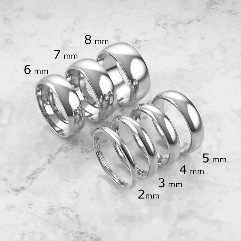 Tungsten Carbide Silver Polished Plain Wedding Band Ring 2mm 3mm 4mm 6mm 8mm 10m