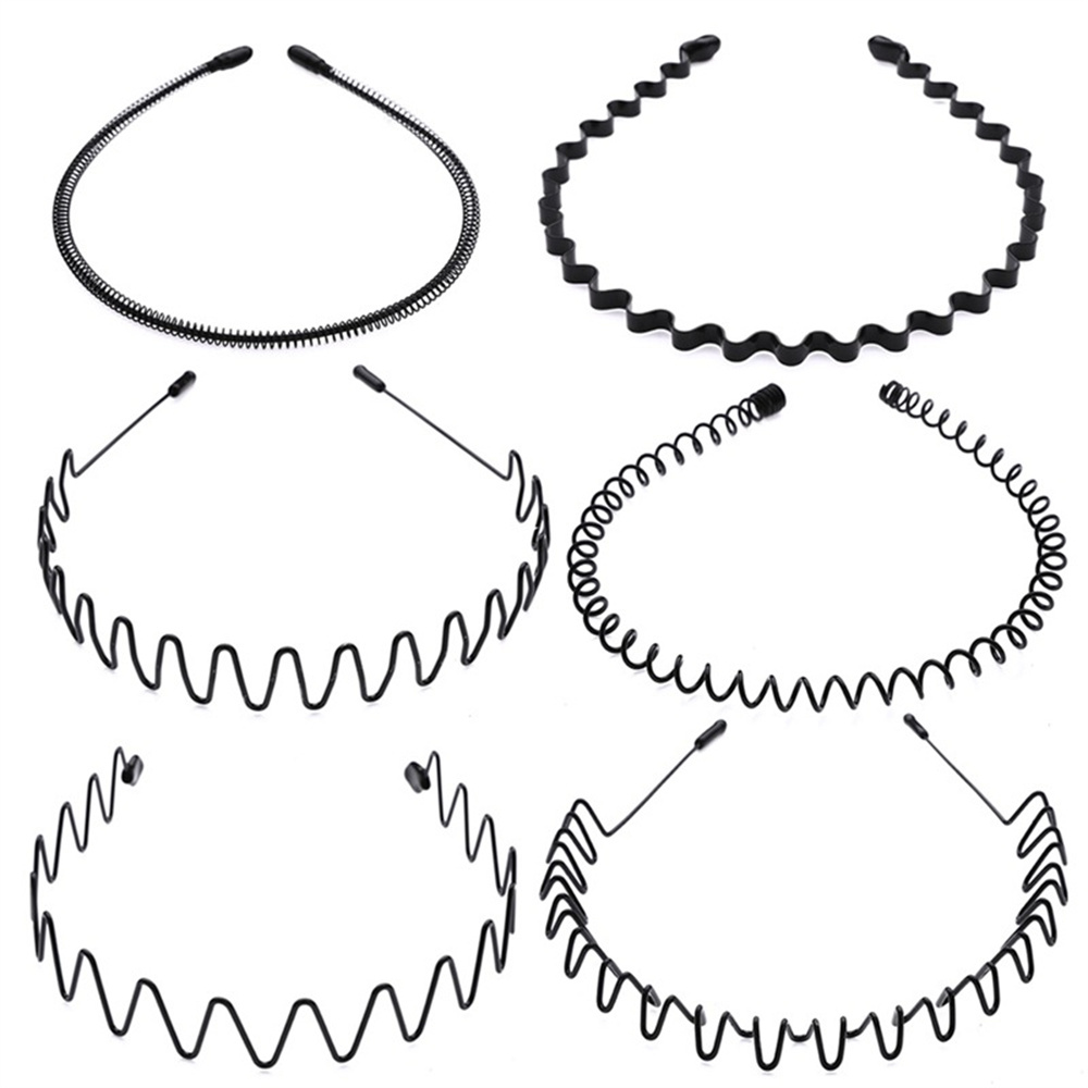 6Pcs Metal Hair Headband Wave Style Hoop Band Comb Sports Hairband Men Women US seller