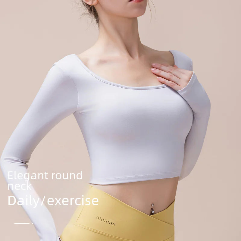 New Autumn Winter Yoga Long Sleeve Top with Padding - Lingerie