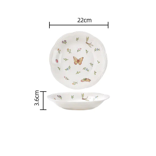 Vintage Dragonfly Butterfly Ceramic Dinnerware Set