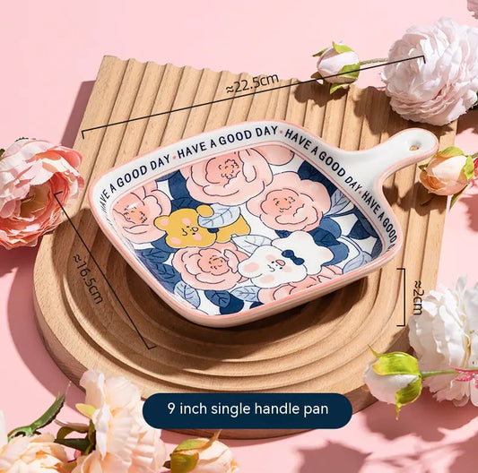 Large Rose Underglaze Porcelain Tableware Set