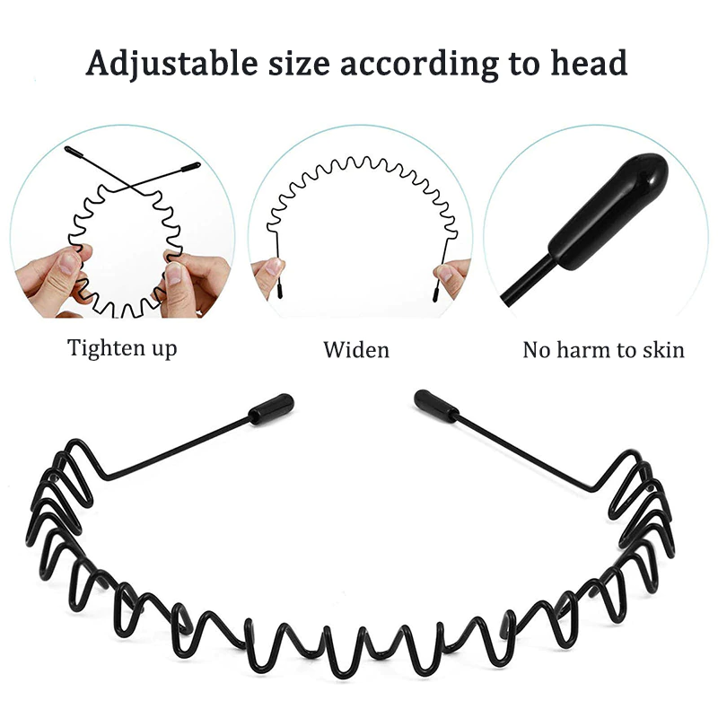 6Pcs Metal Hair Headband Wave Style Hoop Band Comb Sports Hairband Men Women US seller