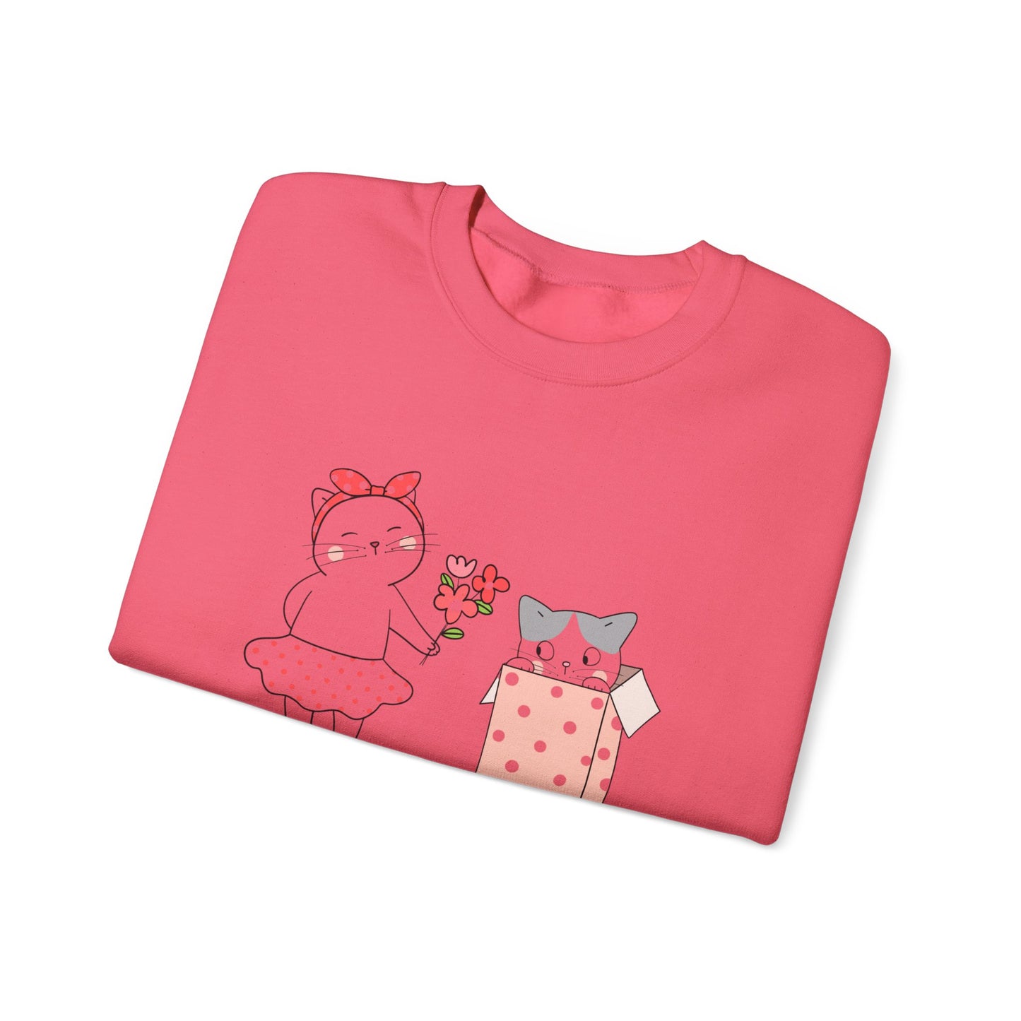 Cute Cat Valentine Crewneck Sweatshirt, Valentine Shirt, Cat, Valentines Heart Sweatshirt, Funny Valentine Day Shirt, Valentine's Day Gift