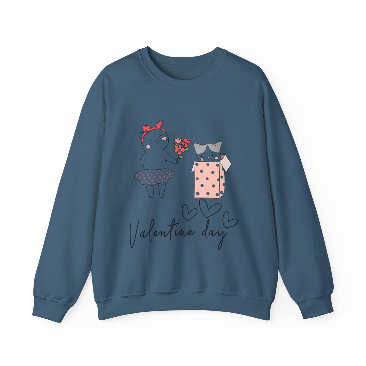 Cute Cat Valentine Crewneck Sweatshirt, Valentine Shirt, Cat, Valentines Heart Sweatshirt, Funny Valentine Day Shirt, Valentine's Day Gift