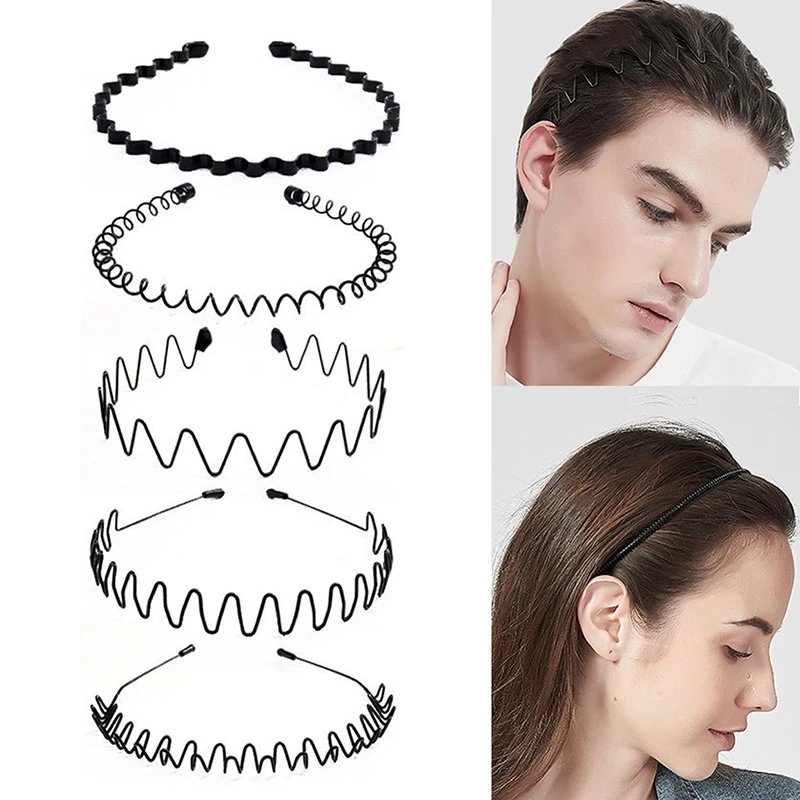 6Pcs Metal Hair Headband Wave Style Hoop Band Comb Sports Hairband Men Women US seller