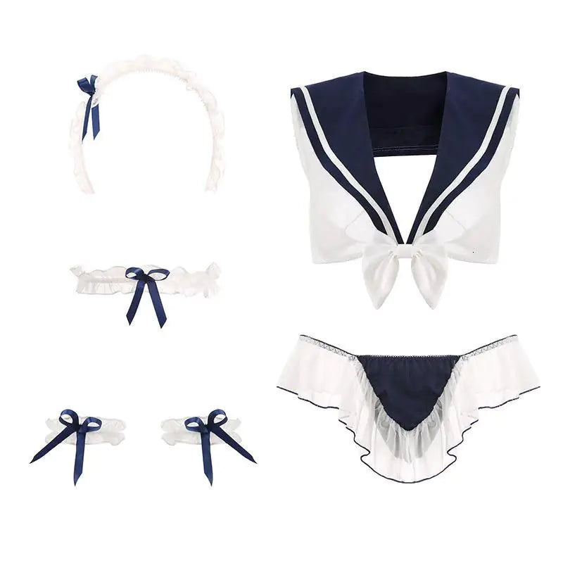 Sheer Lace Sailor Uniform Lingerie Set 6911