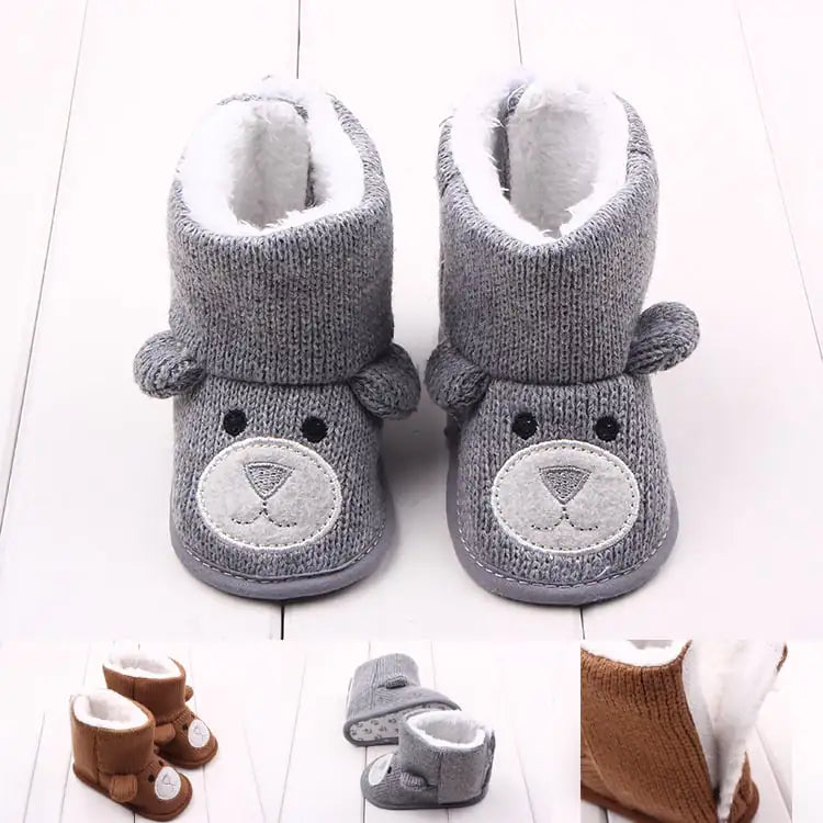 Bear Knitted Plush Baby Cotton Walking Shoes- 888