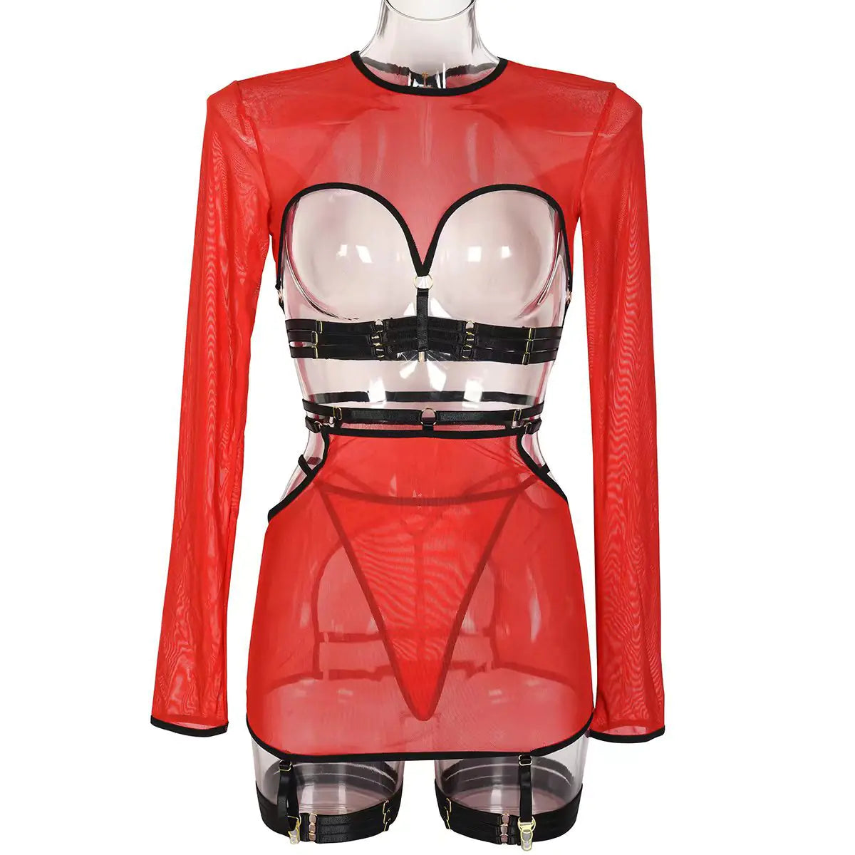 5-Piece Sexy Lingerie Set with Lace and Long Sleeves