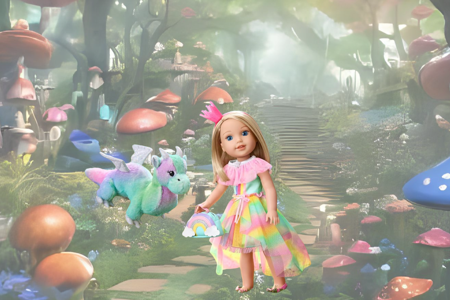 American Girl WellieWishers 14.5-inch Camille Doll Playset with Crisella The Dragon, Doll Dress and Accessories, and Storybook, for Ages 4+