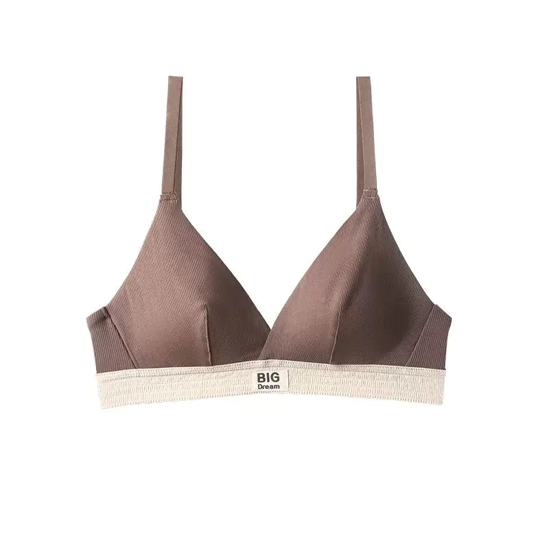 French Style Women's Thin Bra with Deep V Triangle Cups - Lingerie
