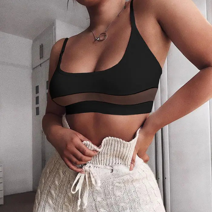Lingerie Set with Sheer Mesh and Spaghetti Straps