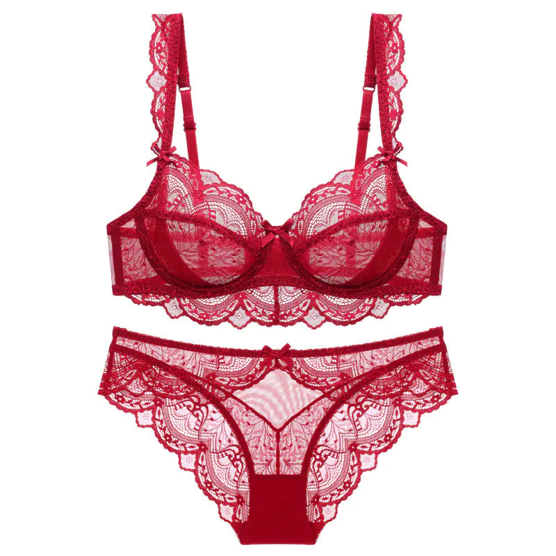 Women's Ultra-Thin Lace Bra Set for Large Breasts - Lingerie