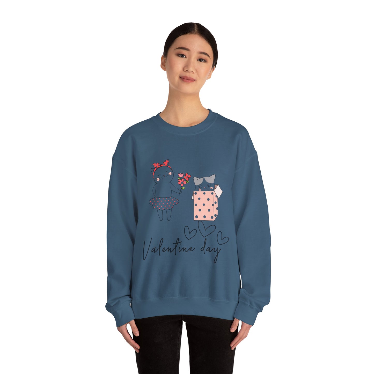 Cute Cat Valentine Crewneck Sweatshirt, Valentine Shirt, Cat, Valentines Heart Sweatshirt, Funny Valentine Day Shirt, Valentine's Day Gift
