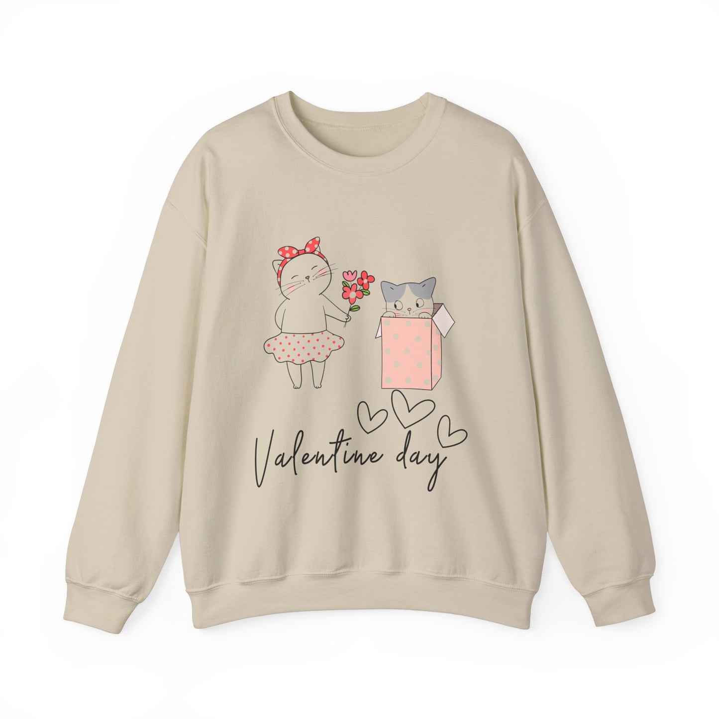 Cute Cat Valentine Crewneck Sweatshirt, Valentine Shirt, Cat, Valentines Heart Sweatshirt, Funny Valentine Day Shirt, Valentine's Day Gift