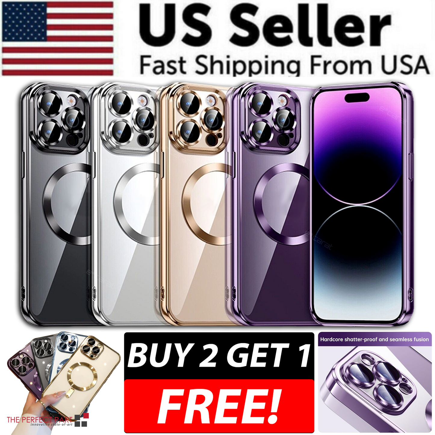 For Apple iPhone 14 13 12 11 Pro Max Case Mag Safe Magnetic Camera Lens Cover - Us seller