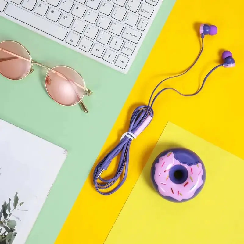 Cute Wired Headphones with Microphone and Storage Box