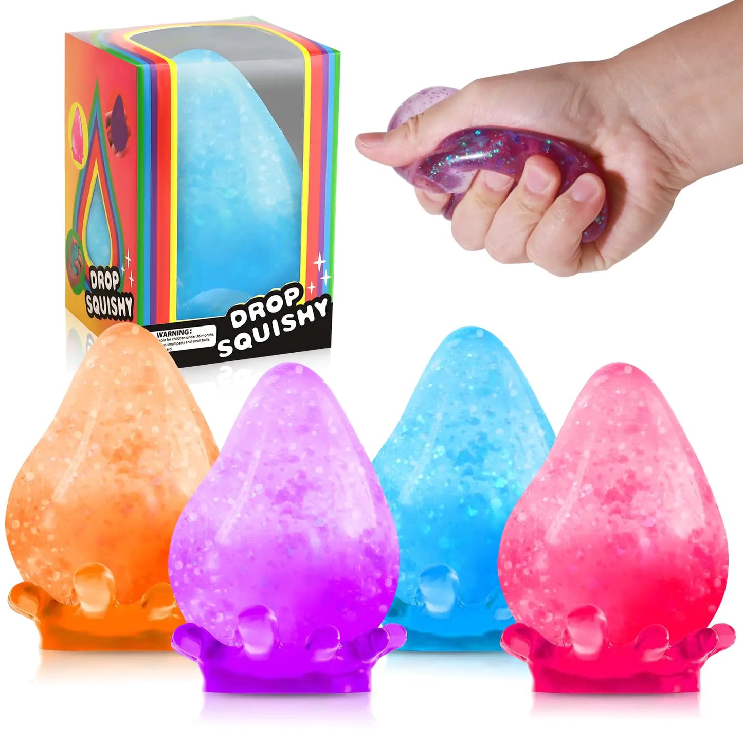 Fidget Toys Stress Cube 4pcs Cube Squishies Anxiety Stress Relief Ice Squishy Stress Cube-Drop Malt Sugar Balls Sensory Toys for Kids with Autism Fidgets for Classroom Prize Toys Calming Toys - US seller