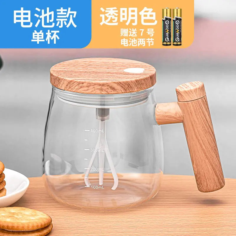 Japanese Automatic Stirring Glass Mug for Coffee & More