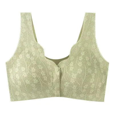 Plus Size Lace Trim Wireless Bra for Older Women - Lingerie