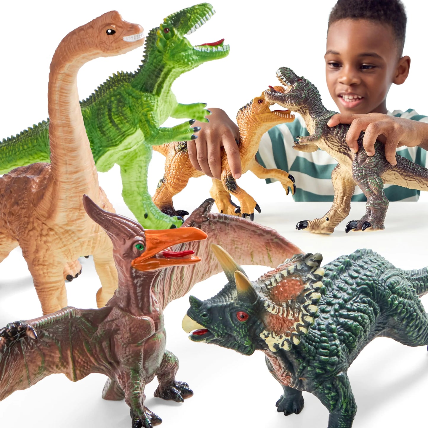 JOYIN Big Dinosaur Toys for Toddlers 6 Piece Large Soft Dinosaur Figures with an Educational Book Realistic Dinosaur Toys for Kids Ages 1 2 3 4 5 Jumbo Dinosaur Toys for Boys and Girls Gift - US seller