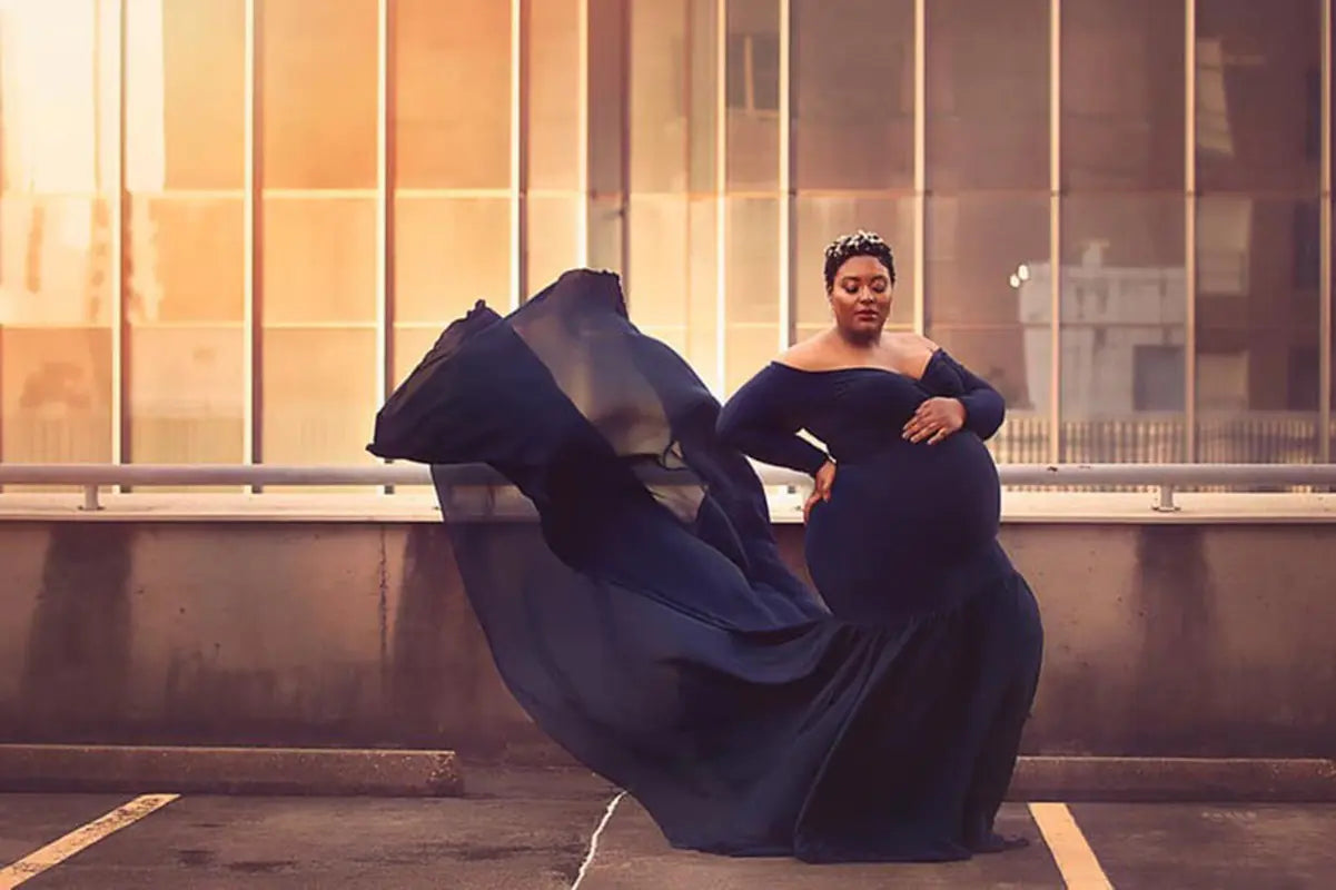2019 Long Sleeve V-Neck Maternity Photography Gown - 888