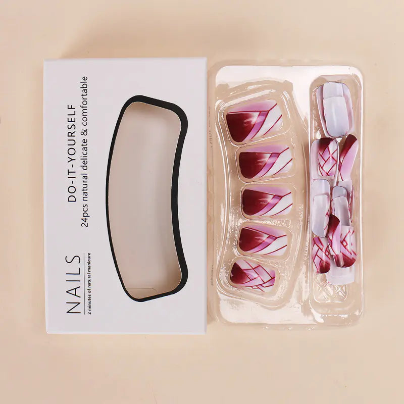 New Purple and White Long Press-On Nail Tips (Wholesale)