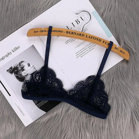 Romantic Thin Lace Triangle Cup Push-up Invisible Bra - Lingerie