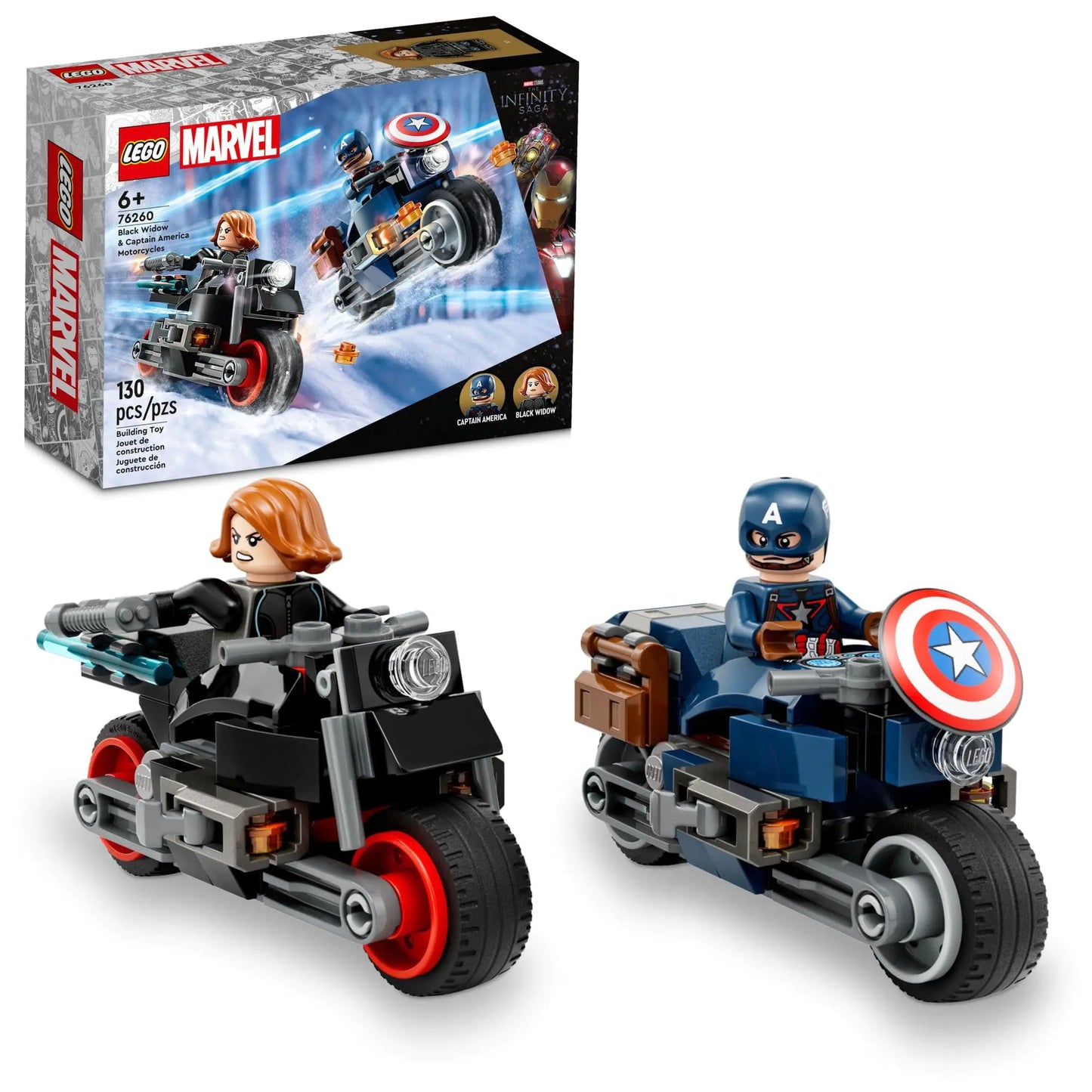 LEGO Marvel Black Widow & Captain America Motorcycles 76260 Buildable Marvel Toy for Kids Ages 6-8 Marvel Playset Based on the Avengers Age of Ultron Movie with a Captain America Bike & 2 Minifigures - US Seller