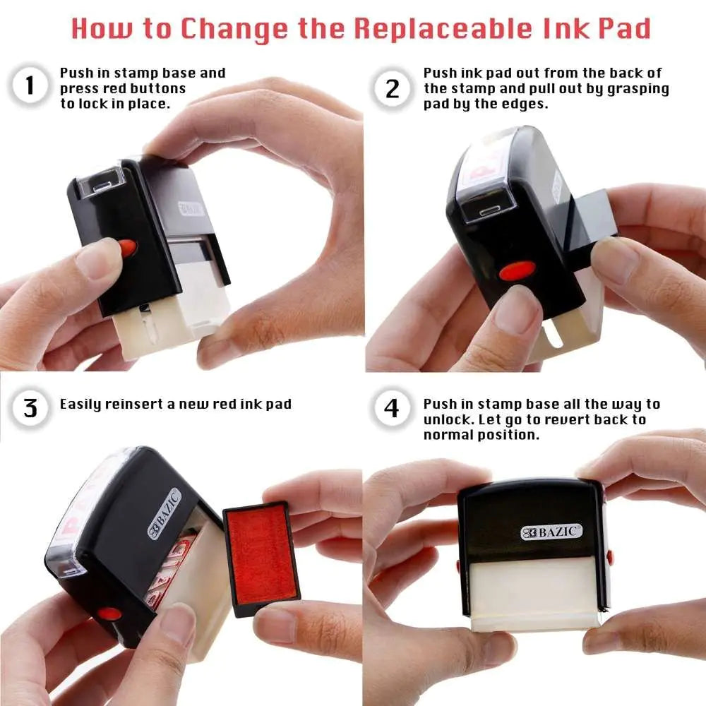 BAZIC Paid Self Inking Rubber Stamp (Red Ink)