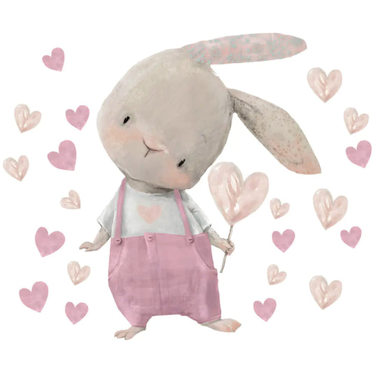 Kawaii Bunny Hearts Wall Stickers for Kids' Rooms