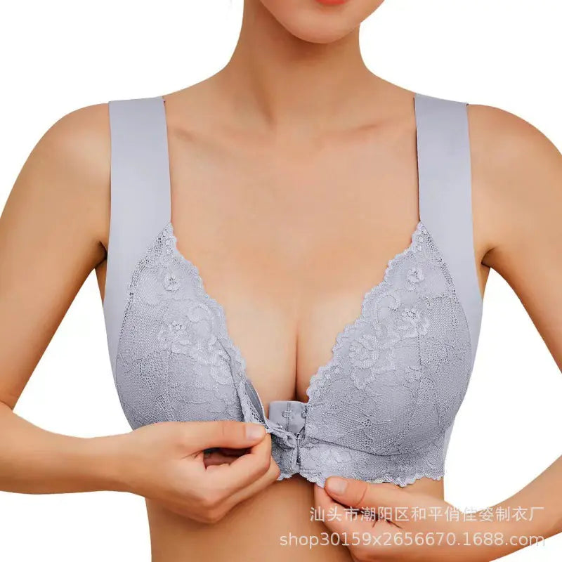 Lace Wireless Bra for Women - Plus Size Front Closure - Lingerie