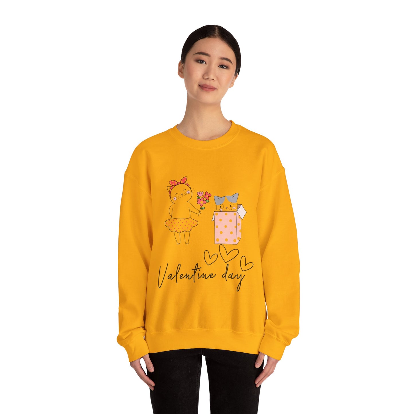 Cute Cat Valentine Crewneck Sweatshirt, Valentine Shirt, Cat, Valentines Heart Sweatshirt, Funny Valentine Day Shirt, Valentine's Day Gift