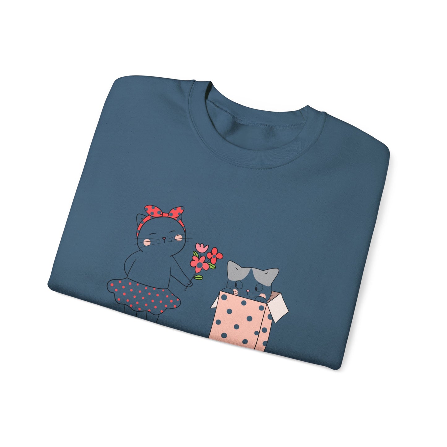 Cute Cat Valentine Crewneck Sweatshirt, Valentine Shirt, Cat, Valentines Heart Sweatshirt, Funny Valentine Day Shirt, Valentine's Day Gift