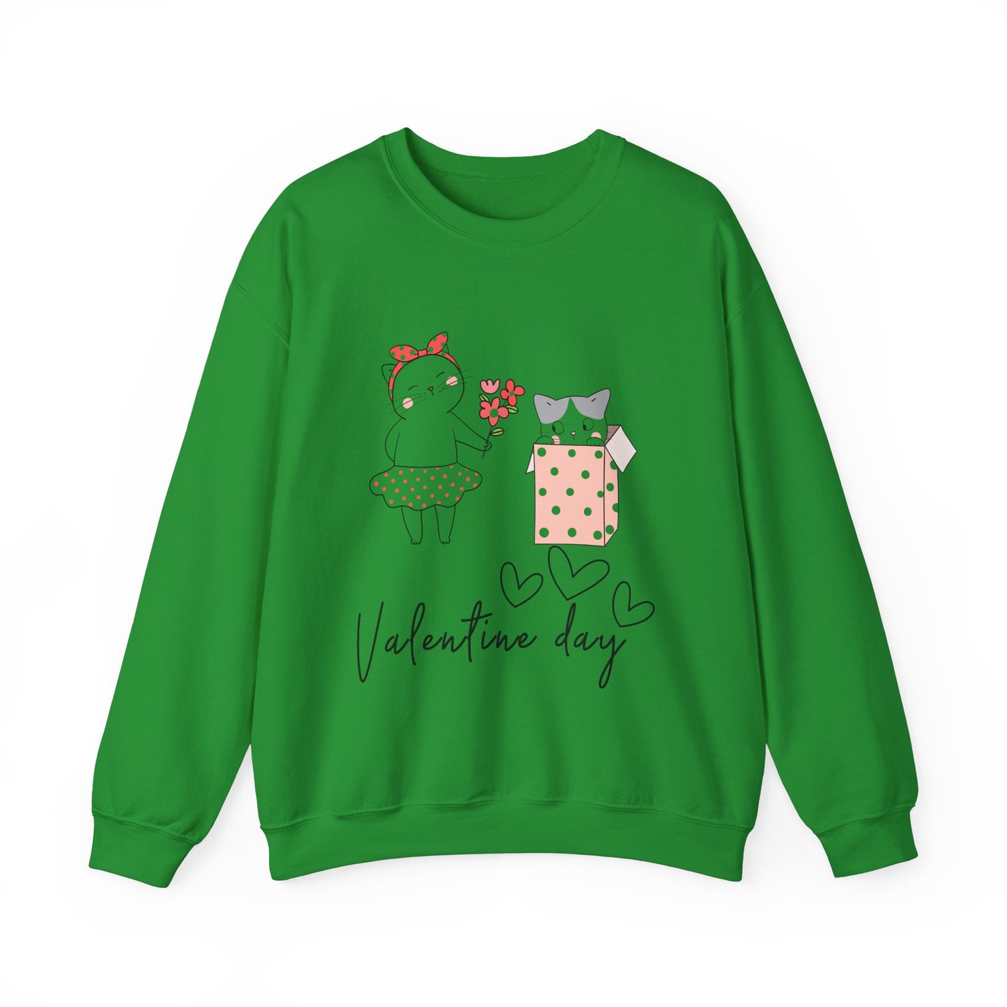 Cute Cat Valentine Crewneck Sweatshirt, Valentine Shirt, Cat, Valentines Heart Sweatshirt, Funny Valentine Day Shirt, Valentine's Day Gift