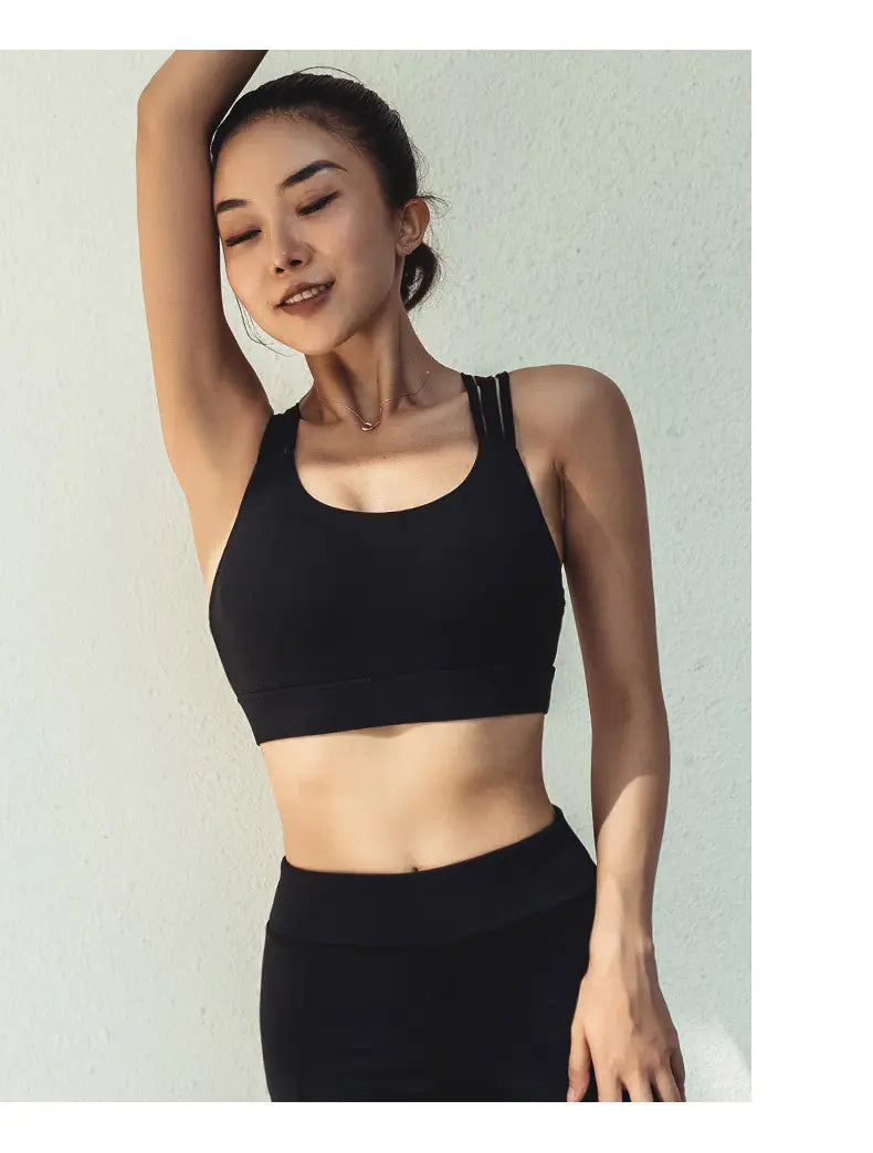 New Yoga Top with Cross Back and Sports Bra Design - Lingerie