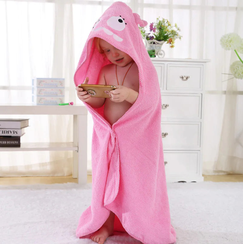 Cartoon Animal Baby Bathrobe and Hooded Towel Set