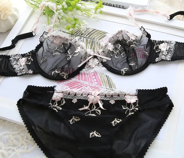 Exquisite Pink Lace Bra - Ultra-thin Large Size - Lingerie
