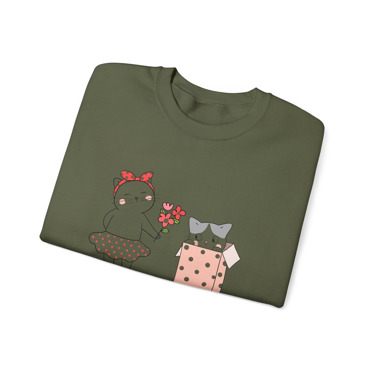 Cute Cat Valentine Crewneck Sweatshirt, Valentine Shirt, Cat, Valentines Heart Sweatshirt, Funny Valentine Day Shirt, Valentine's Day Gift
