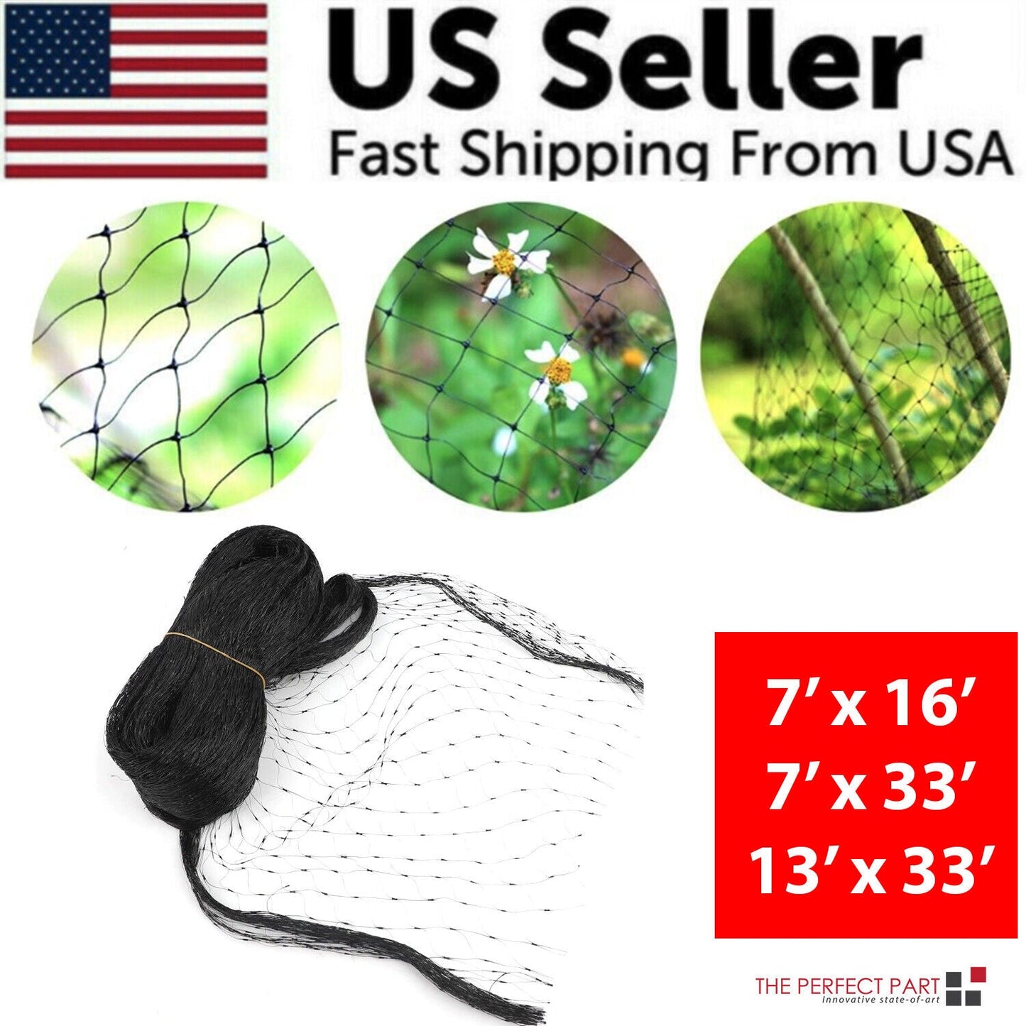 33FT Anti Bird Netting Pond Net Protection Tree Crops Plants Fruits - spt
