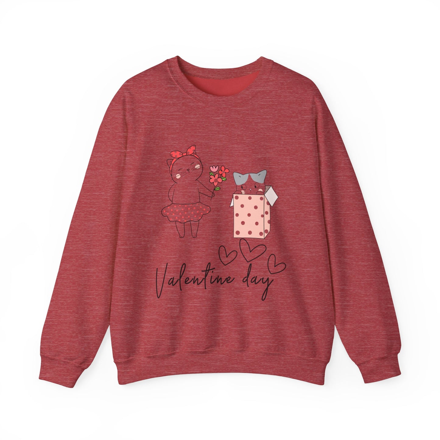 Cute Cat Valentine Crewneck Sweatshirt, Valentine Shirt, Cat, Valentines Heart Sweatshirt, Funny Valentine Day Shirt, Valentine's Day Gift