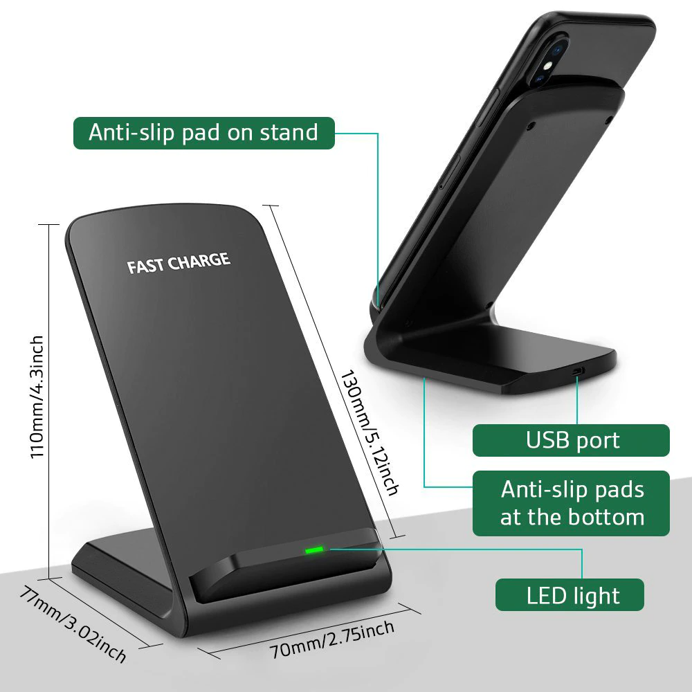 Qi Wireless Fast Charger Charging Pad Stand Dock For Samsung Galaxy iPhone Phone - us seller