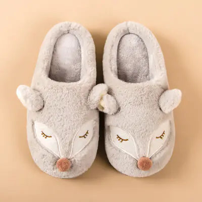Cute Thick Winter Cotton Slippers for Couples - Fox Design- 888