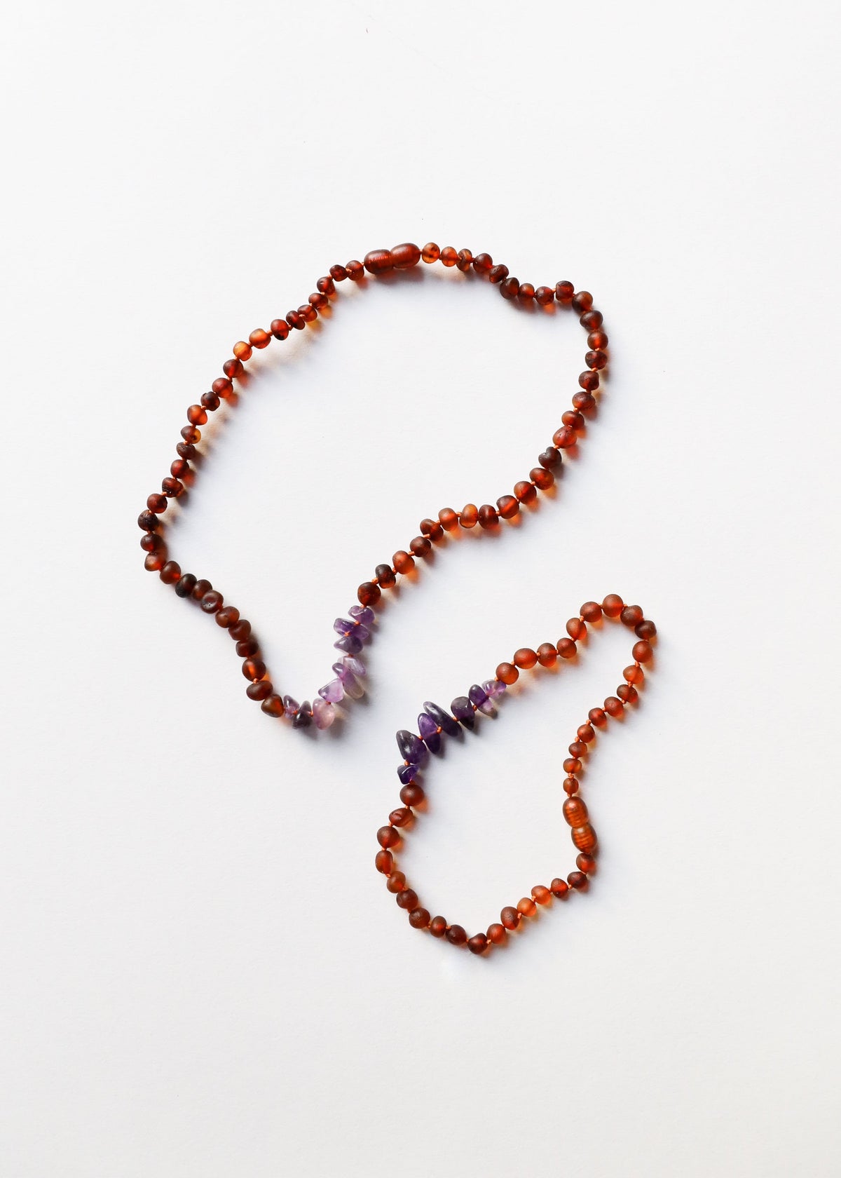 Raw Cognac Baltic Amber + Raw Amethyst || Necklace Set