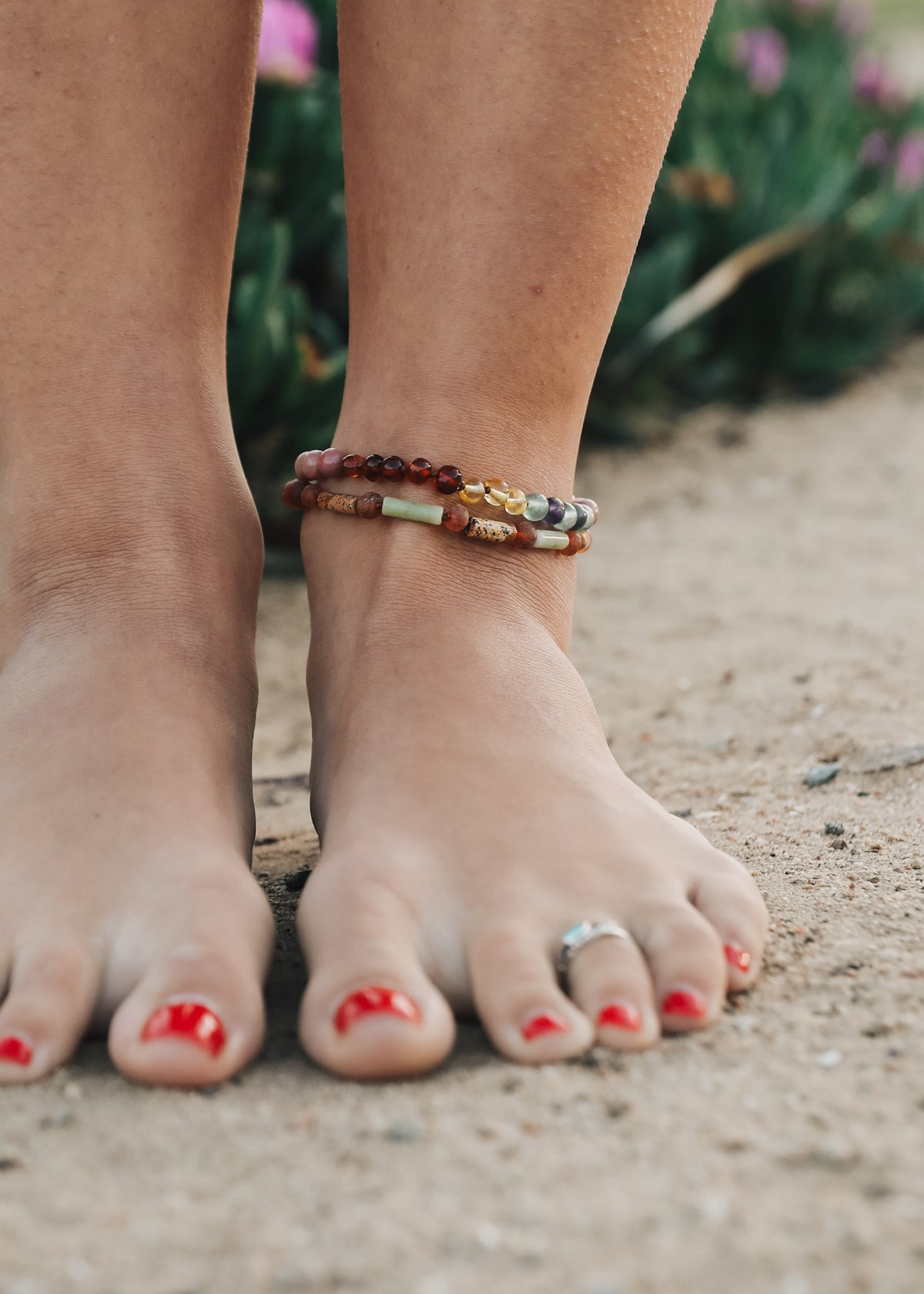 Raw Baltic Sea Amber + Stone Rainbow || Anklet • Bracelet