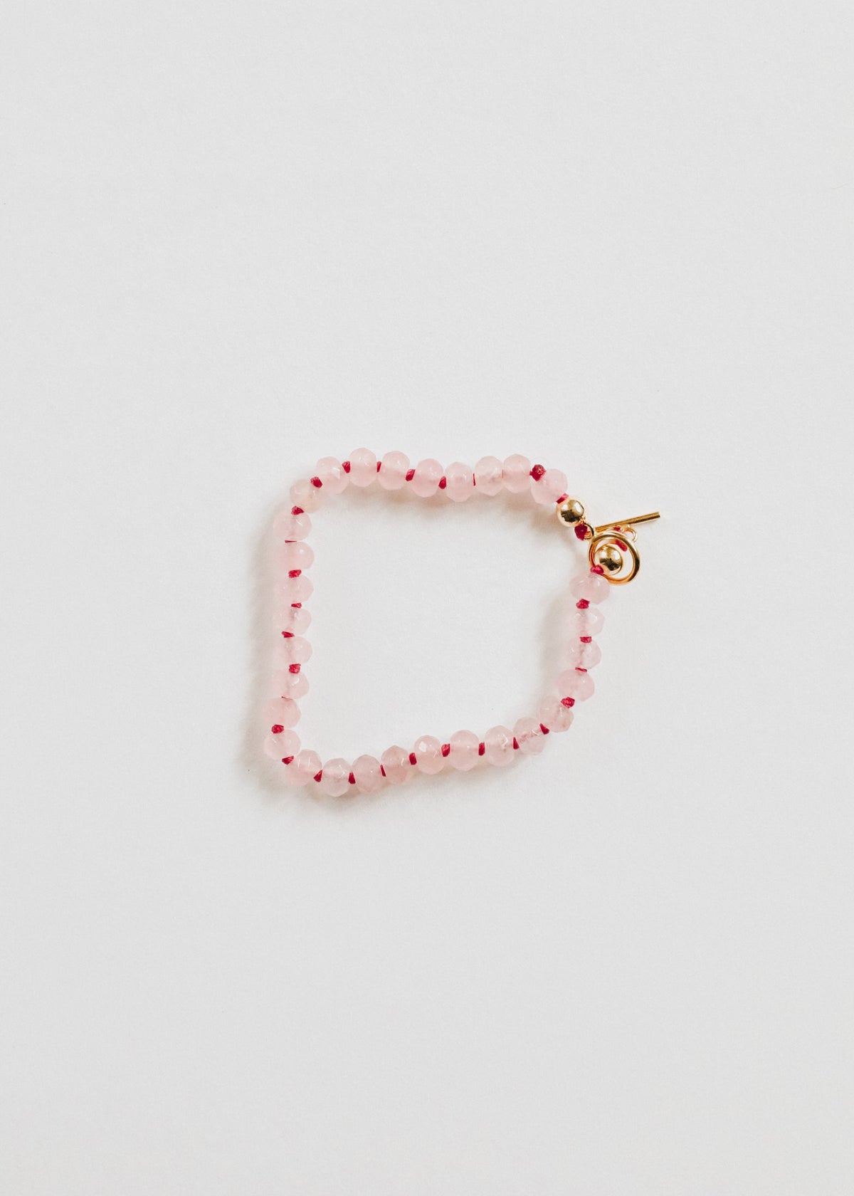 Natural Rose Quartz + 14k Gold Filled Toggle || Gemstone Bracelet
