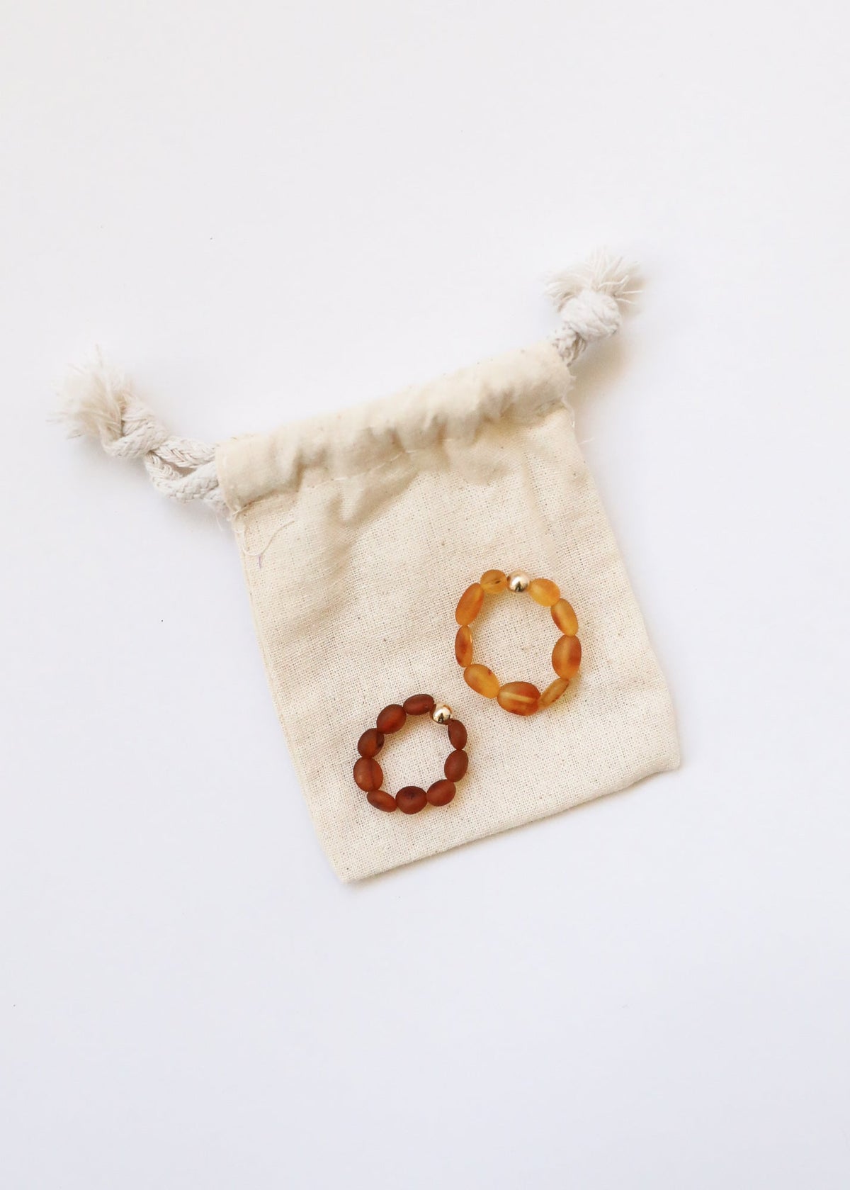 Raw Honey Baltic Amber + 14K Gold Filled || Beaded Stretch Ring