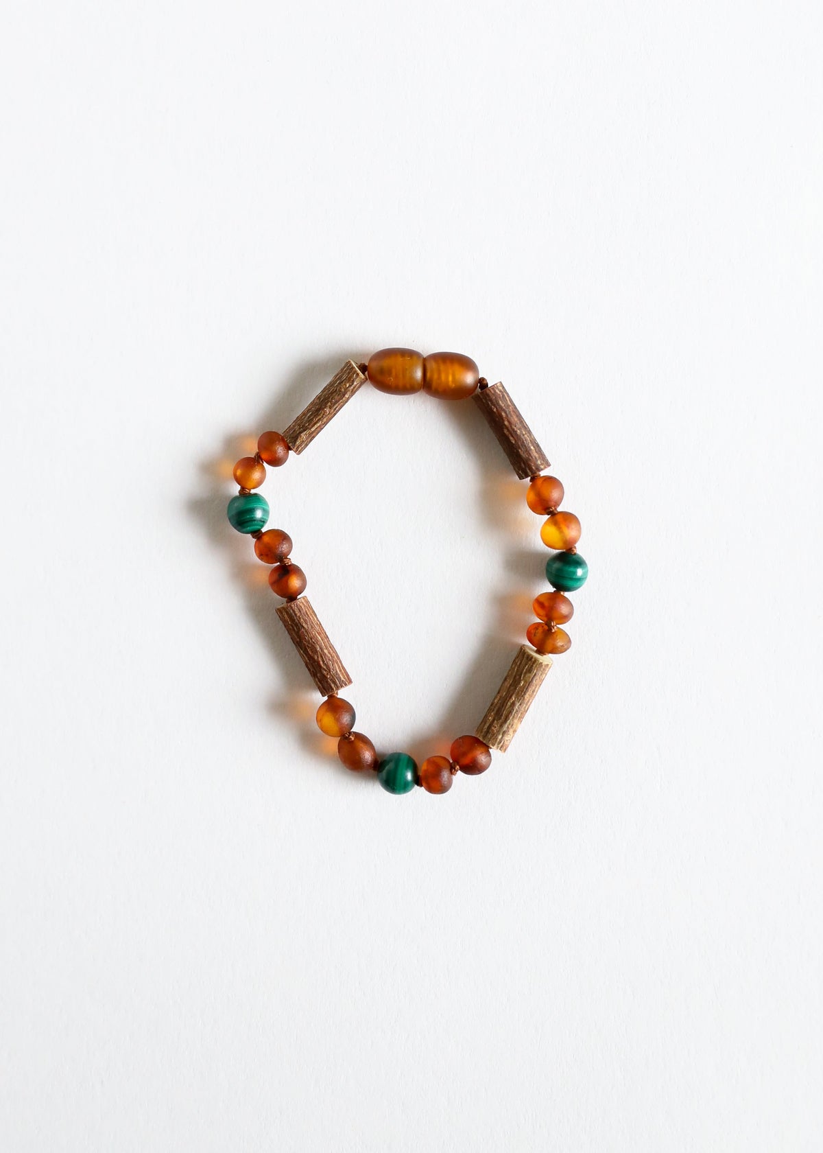 Hazelwood || Raw Cognac Baltic Amber + Malachite || Anklet or Bracelet