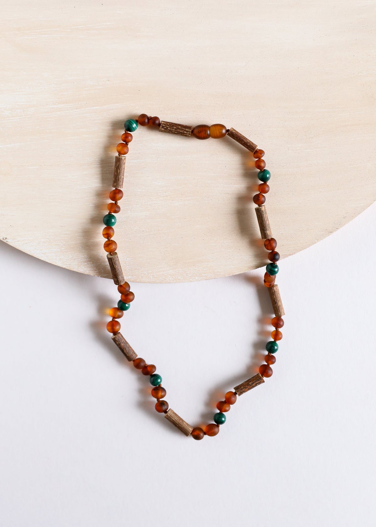 Hazelwood || Raw Cognac Baltic Amber + Malachite || Necklace