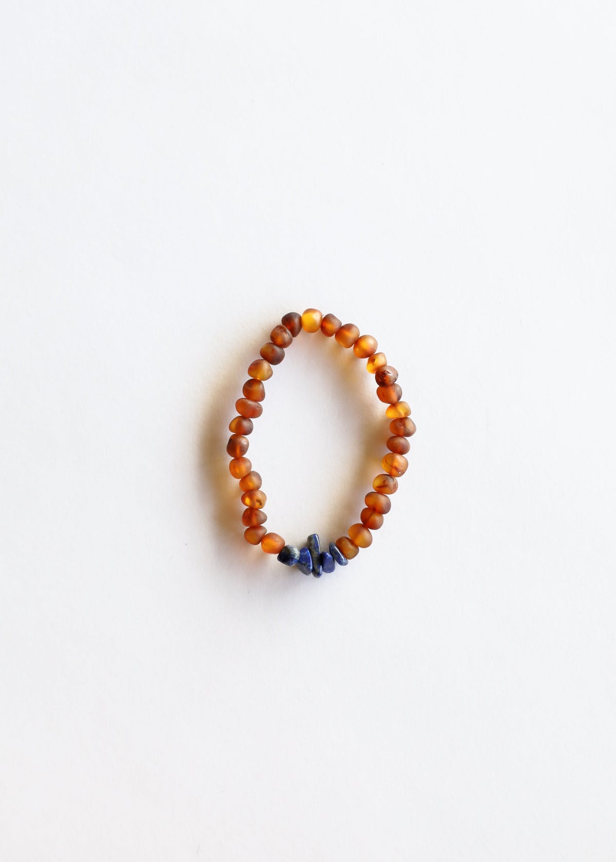 Raw Cognac Baltic Amber + Lapis Lazuli || Adult Stretch Bracelet